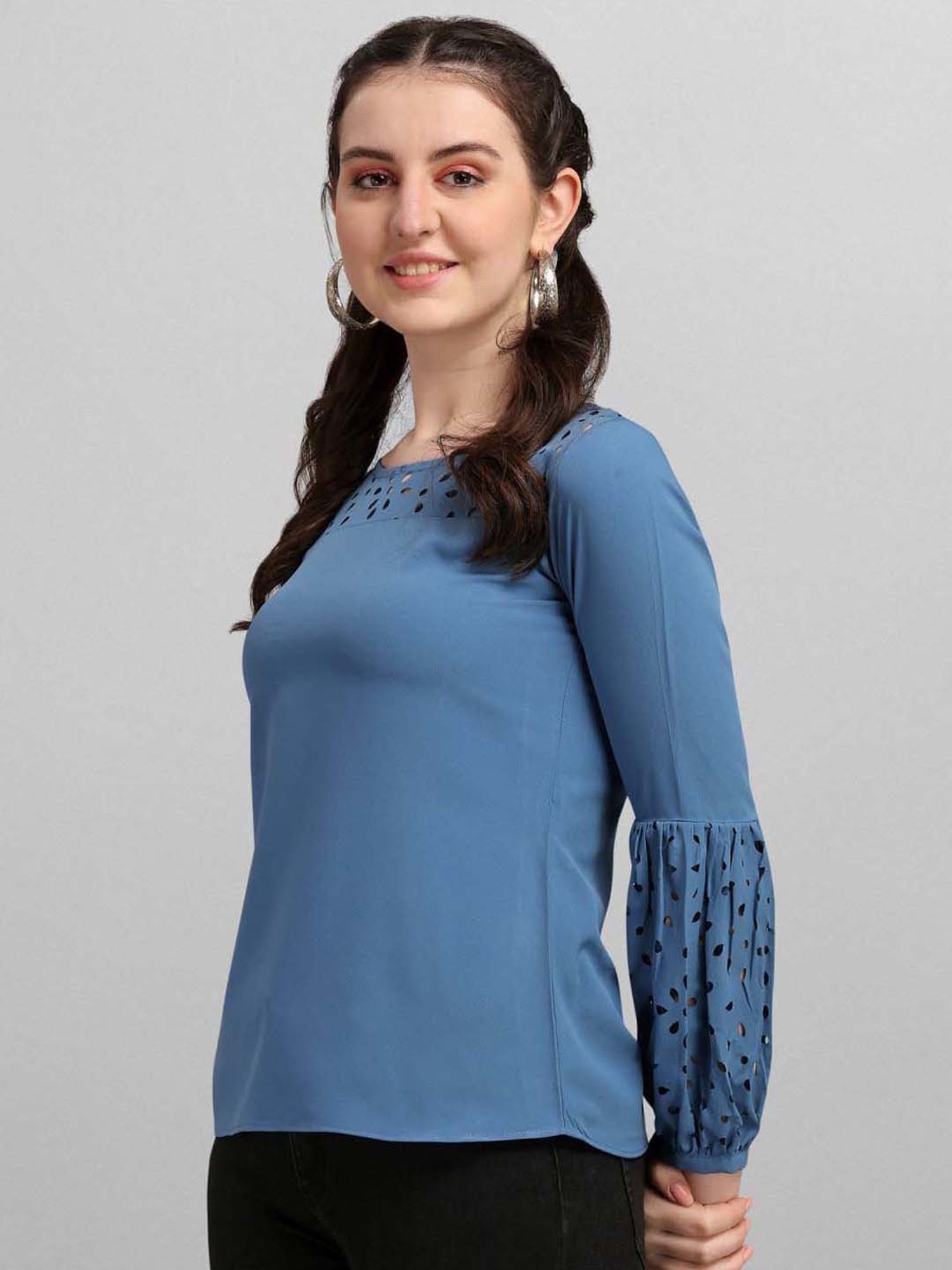 SELVIA Blue Regular Fit Top