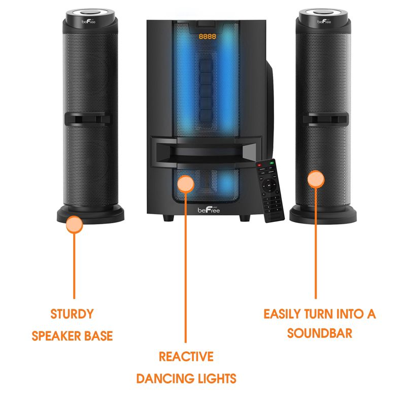 beFree Sound Bluetooth 2.1 Channel Multimedia Wired Speaker Shelf System