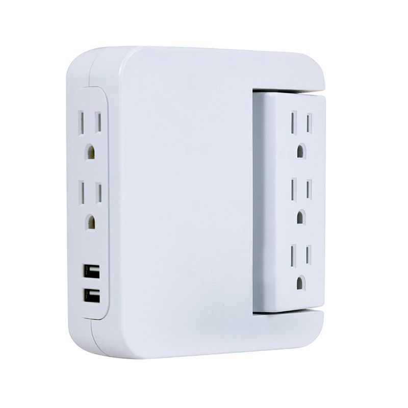General Electric Pro 5 Outlet Sur Protector Wall Tap With Swivel Access White