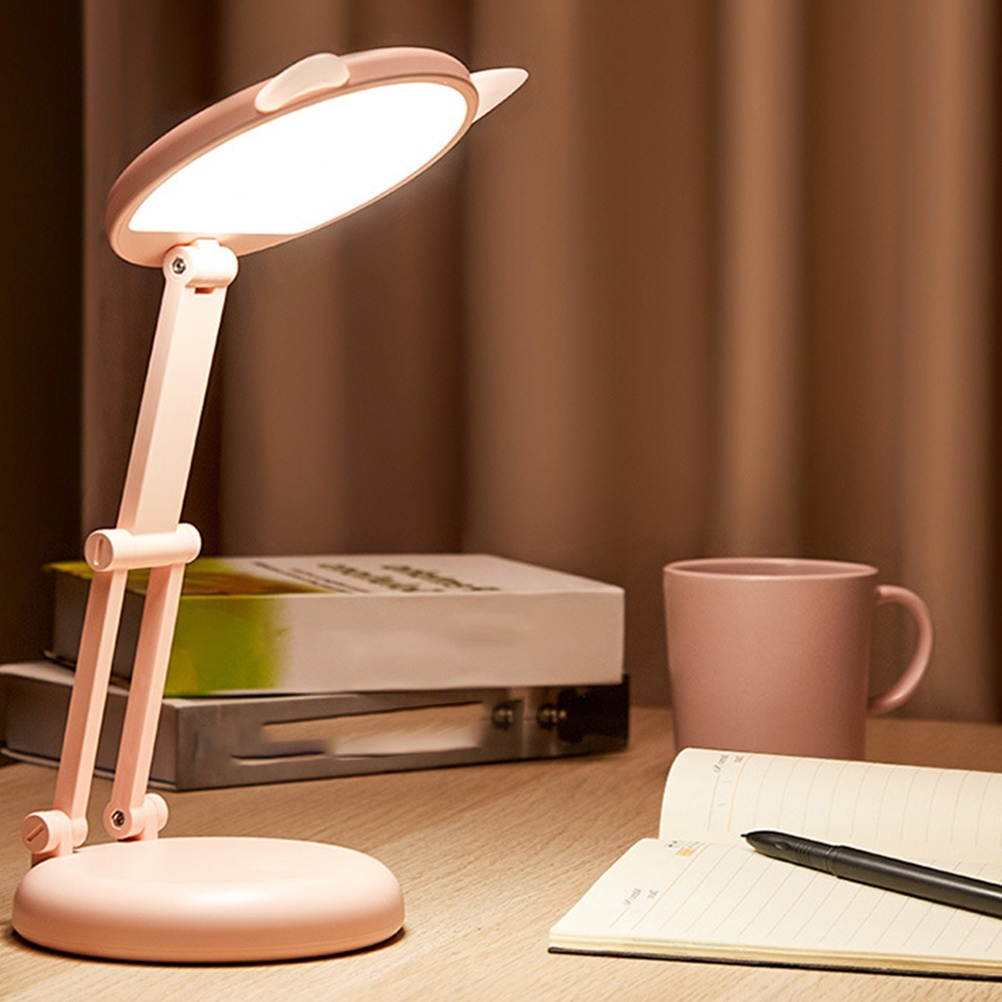 1pc Cat Ear Shape Table Lamp Rechargeable Eye-Caring Desk Lamp for Travel School