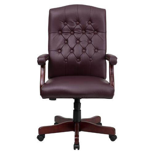 Martha Washington Burgundy LeatherSoft Executive Swivel Office Chair with Arms