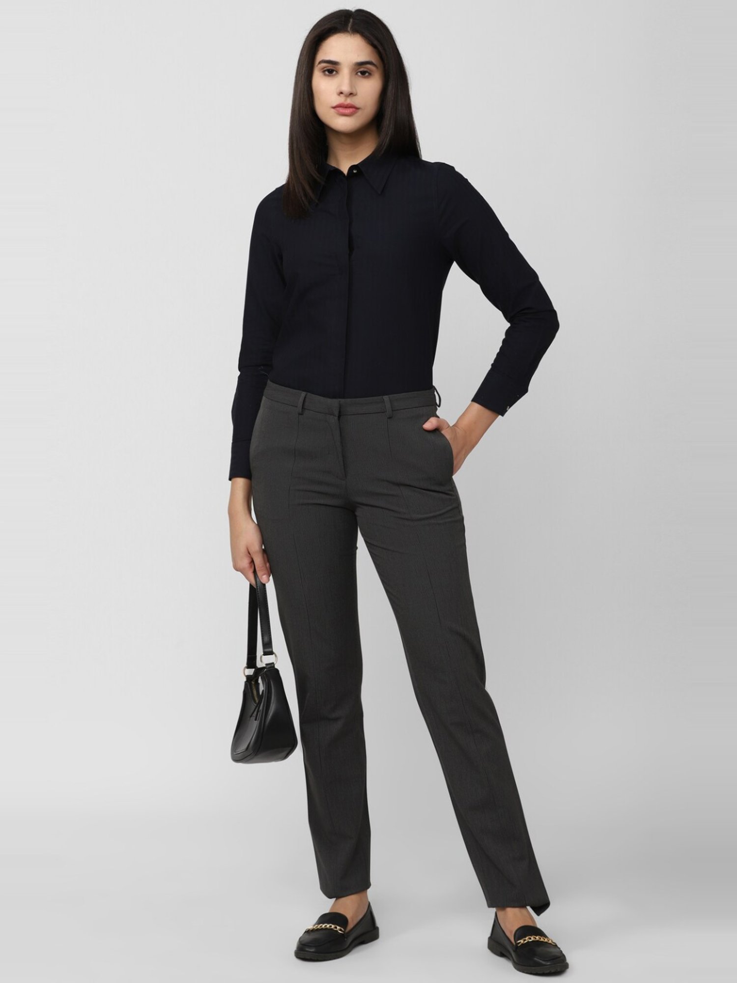 Van Heusen Black Cotton Regular Fit Formal Shirt