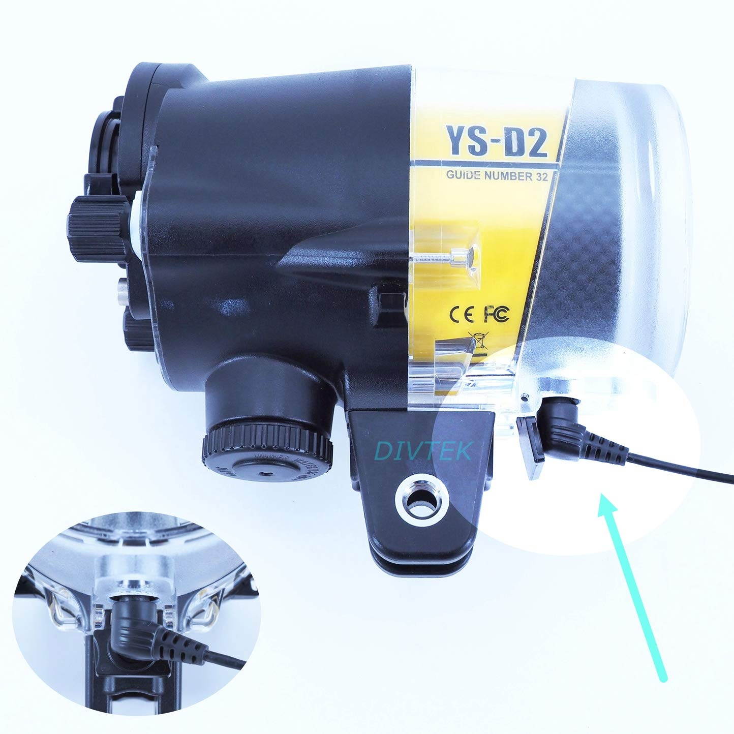 DIVTEK Fiber Optic Cable Flash Link Optical Connection Fuse Sea Underwater Diving Photography Fiber 613 Cores Optic Coiled Cord F-1.8