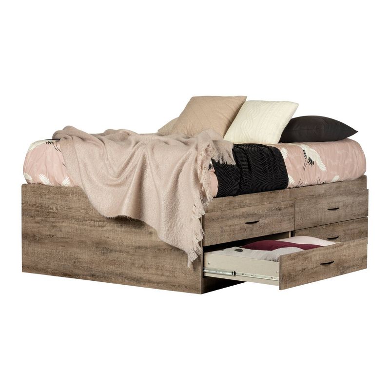 Full Step One Captain Bed with 4 Drawers Oak - South Shore