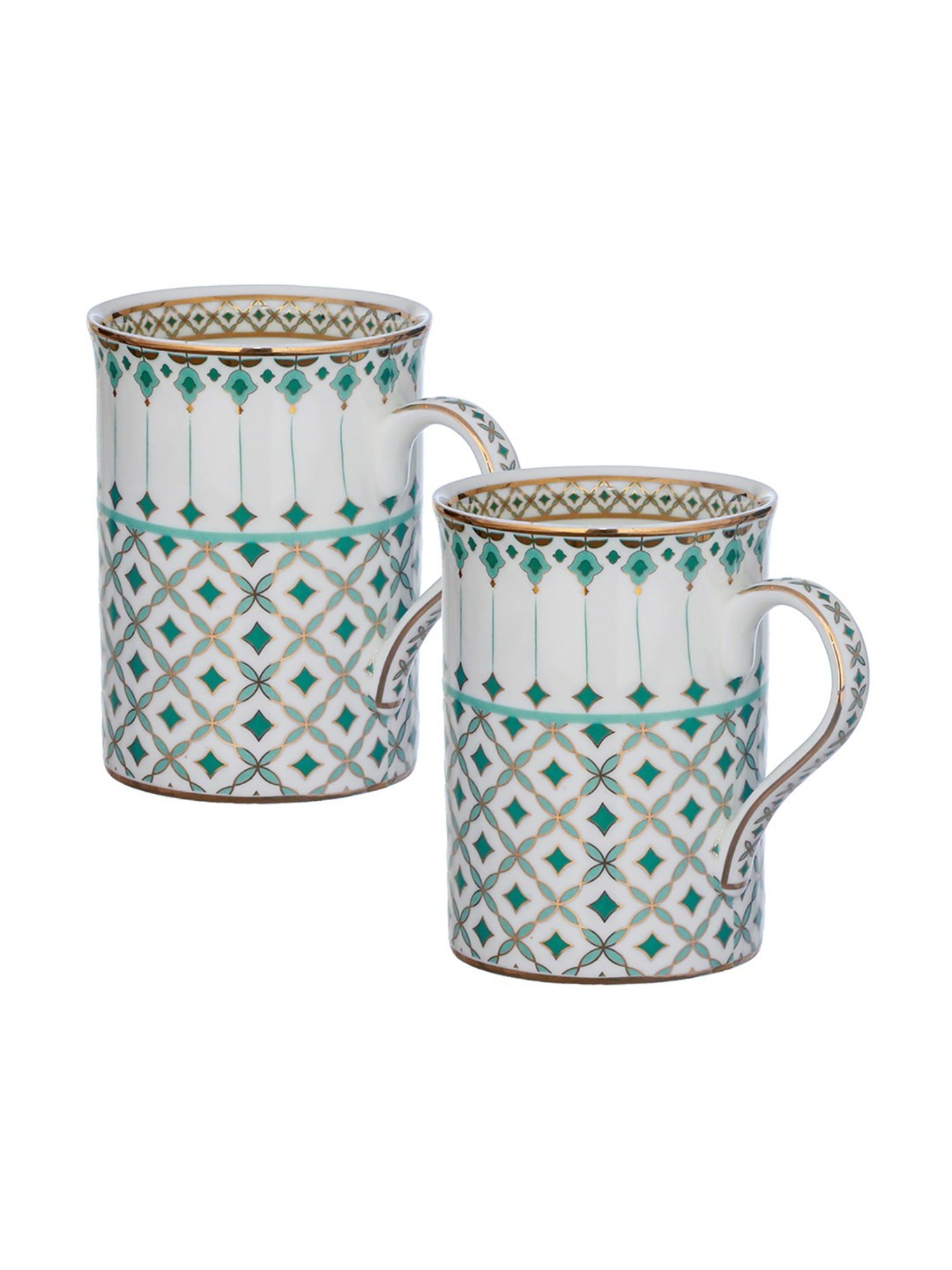 Trovea's Momentum 24K Gold Green Ceramic Mugs - Set of 2