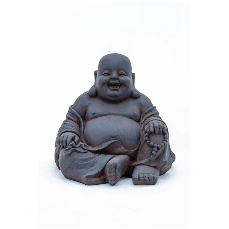 9.5" Polyresin Sitting Buddha Outdoor Zen Statue Rustic Brown - Hi-Line Gift