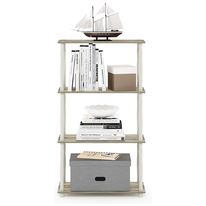 Furinno Turn-N-Tube 4 Tier Multipurpose Open Wood Display Shelf and Bookcase for Living Room, Dining Room, Bedroom, and Office Spaces, Espresso Black