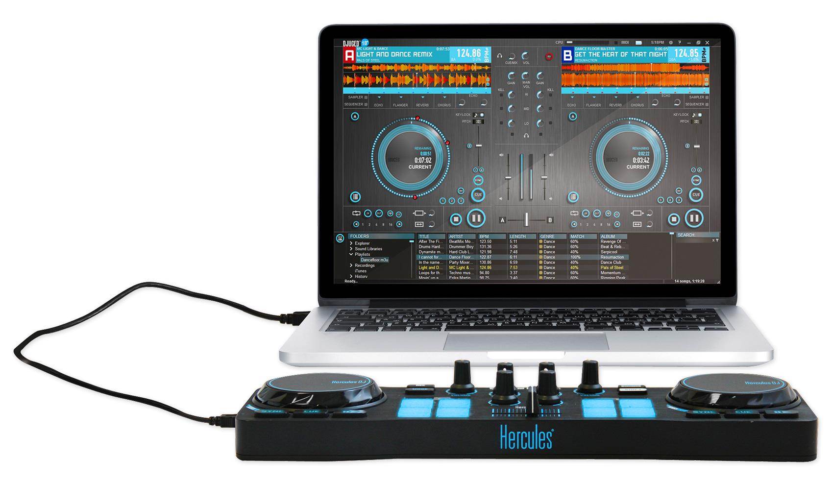 Hercules 4780843 DJControl Compact super-mobile USB Controller with 8 Trigger Pads and 2 Virtual Turntable Decks