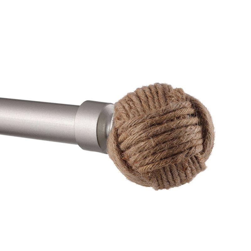 36"-72" Rope Knot Adjustable Curtain Rod and Coordinating Finial Set Matte Silver - Exclusive Home
