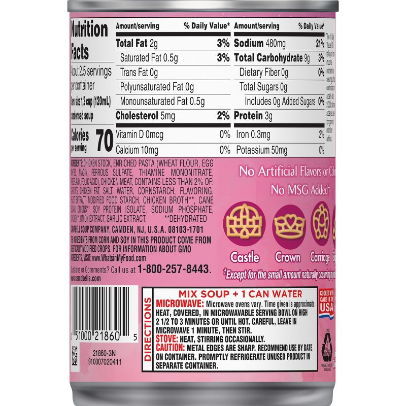 Campbell's Condensed Disney Jasmine Enchanted Shapes Pasta with Chicken in Chicken Broth Soup - 10.5oz