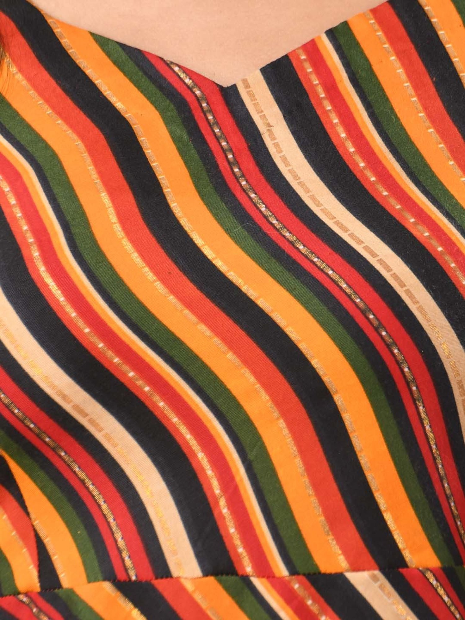 CHARUKRITI Multicolored Striped A-Line Dress