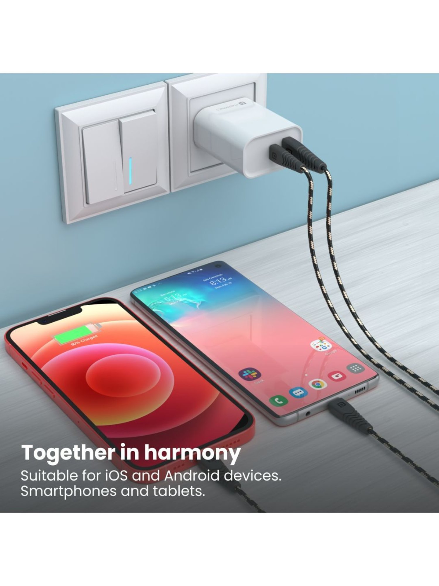 Portronics Adapto 45 20W Mobile Charger Adapter with Dual Port (USB A + PD Type C) - White