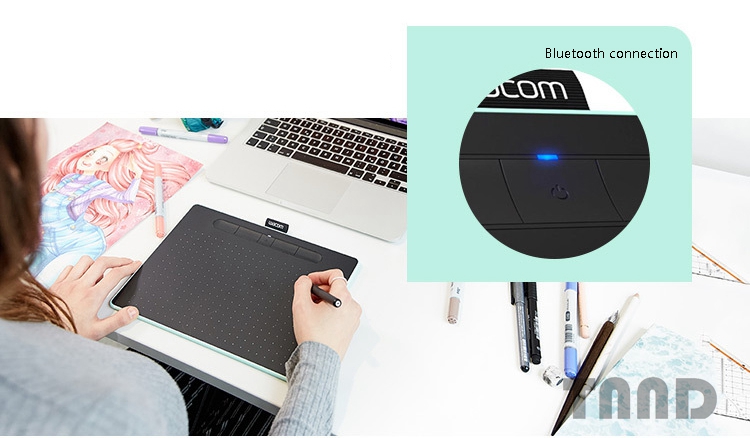 Wacom Intuos Bluetooth Wireless Graphic Tablet with 3 Bonus Software Included, 10.4" X 7.8", Black with Pistachio Accent