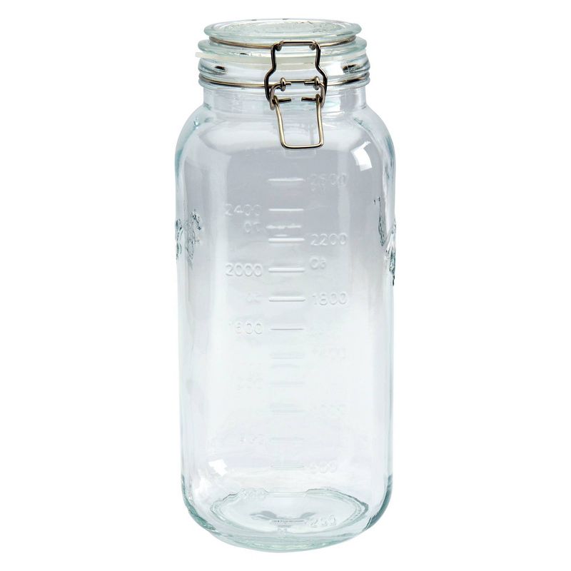 Grant Howard 51091 102 Ounce Classic Wide Mouthed Embossed Glass Mason Storage Jar Storage Container with Airtight Screw On Closing Lid