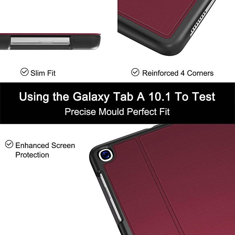 Galaxy Tab A 10.1 Case 2019, Premium Shock Proof Stand Folio Case,Multi- Viewing Angles, Soft TPU Back Cover for Samsung Galaxy Tab A 10.1 inch Tablet [SM-T510/T515/T517],Wine