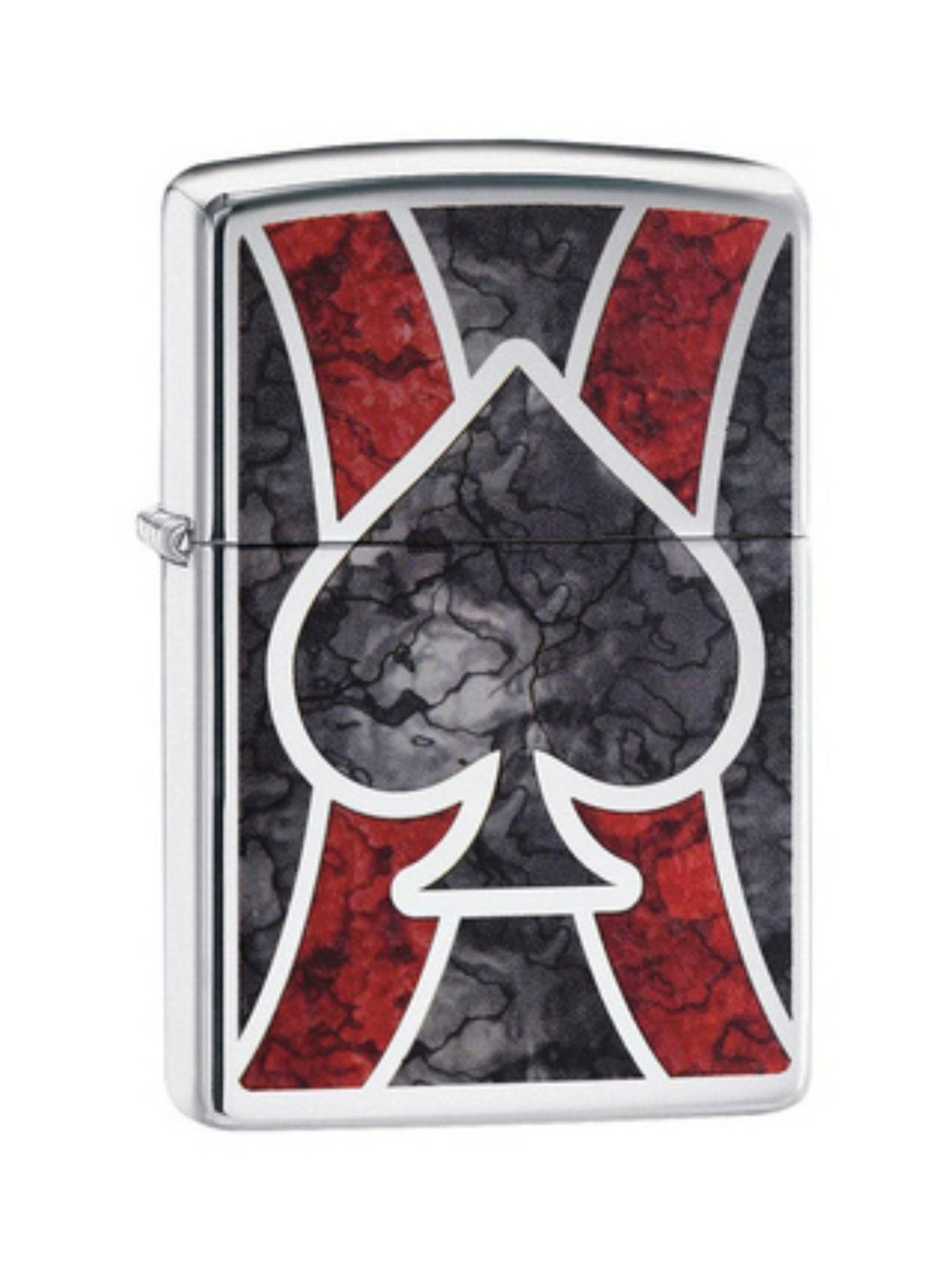 Zippo Dark Grey & Red Spade Design Brass Pocket Lighter