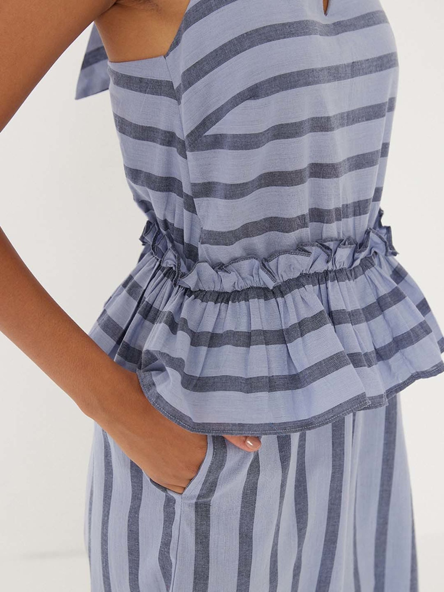 ANCESTRY Blue Striped Jumpsuit