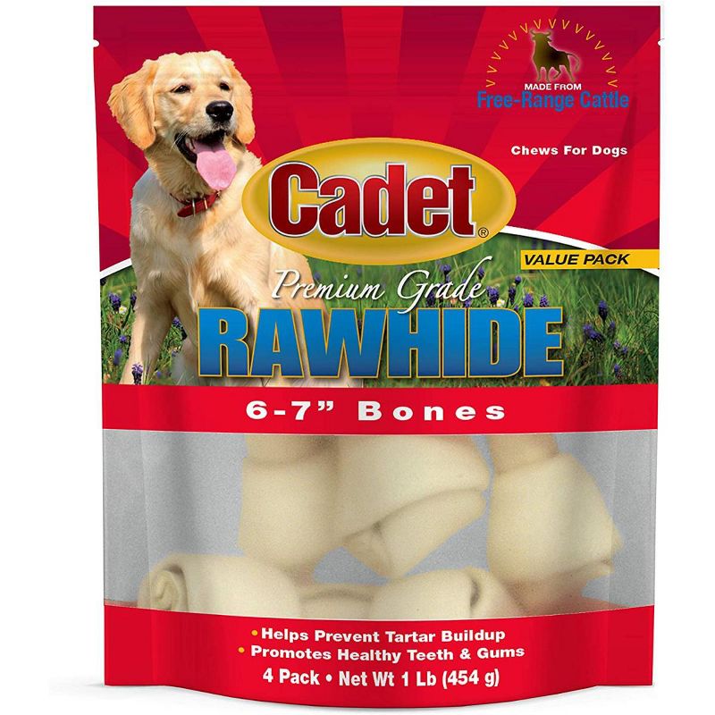 Cadet 6-7 Inch Knotted Rawhide Bones, 4 Count