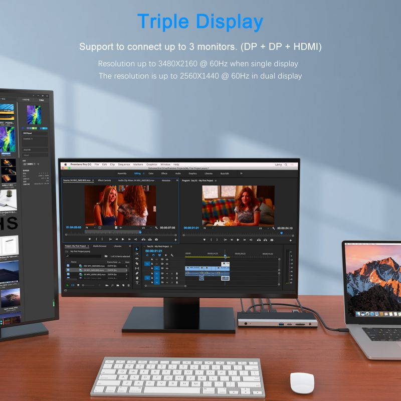 Wavlink USB C Triple Display 4K 12 in 1 USB C Docking Station, DP & HDMI &VGA with 100W PD Charging USB 3.0 & 2.0 Ports, SD TF Card Reader, Gigabit Ethernet, Audio For MacBook Pro & Windows, Linux