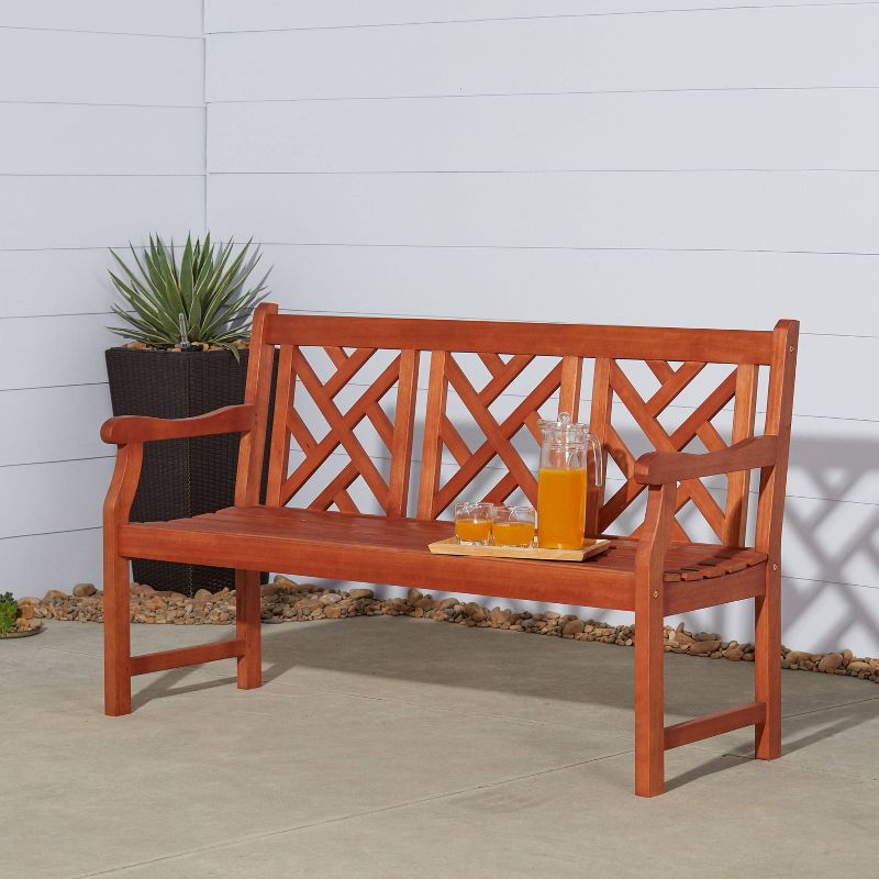 Vifah Eucalyptus Outdoor Wood Bench - Brown