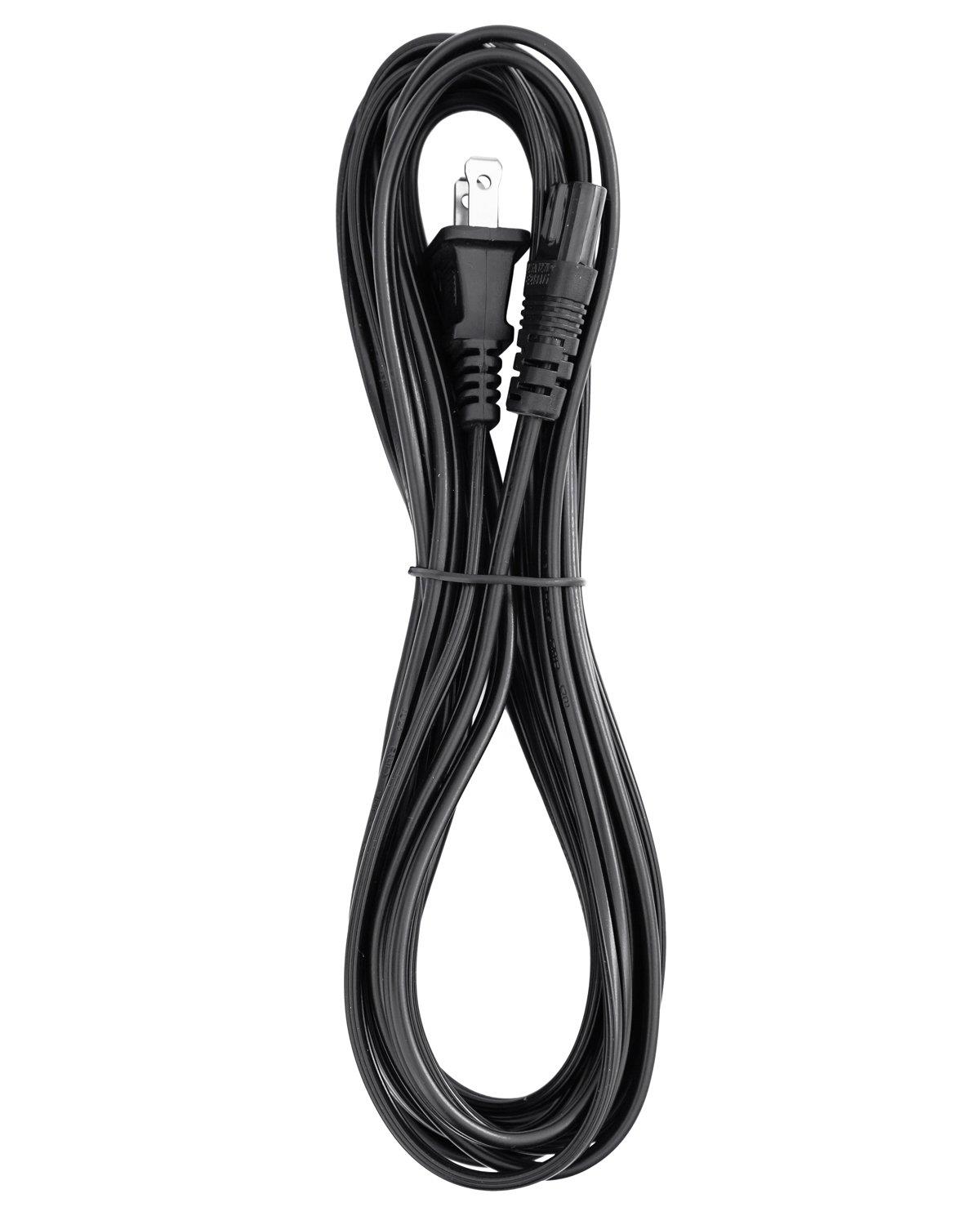 Aurum Cables UL Approved 15 Feet Slot Power Cord ,2 Prong Figure 8 Power Cord Non Polarized Power Cable NEMA 1-15P to IEC C7