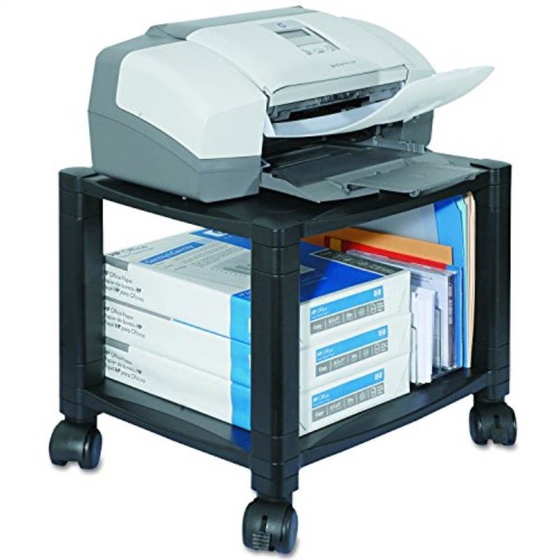 kantek 2shelf underdesk mobile printer/fax stand, 17inch wide x 13.25inch deep x 14.125inch high, black ps510