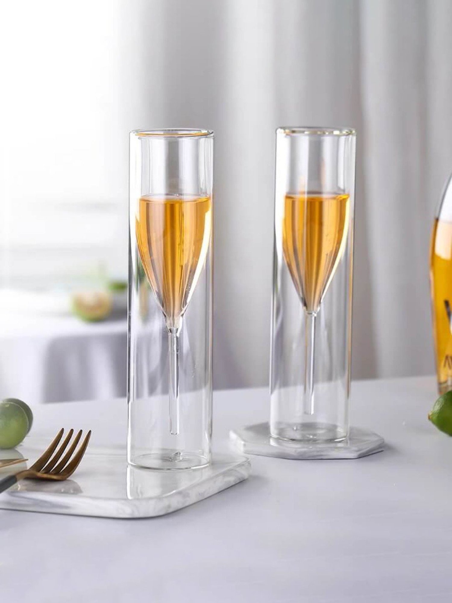 Melbify Flute Transparent Glass Champagne & Wine Glass (180ml) - Set of 2