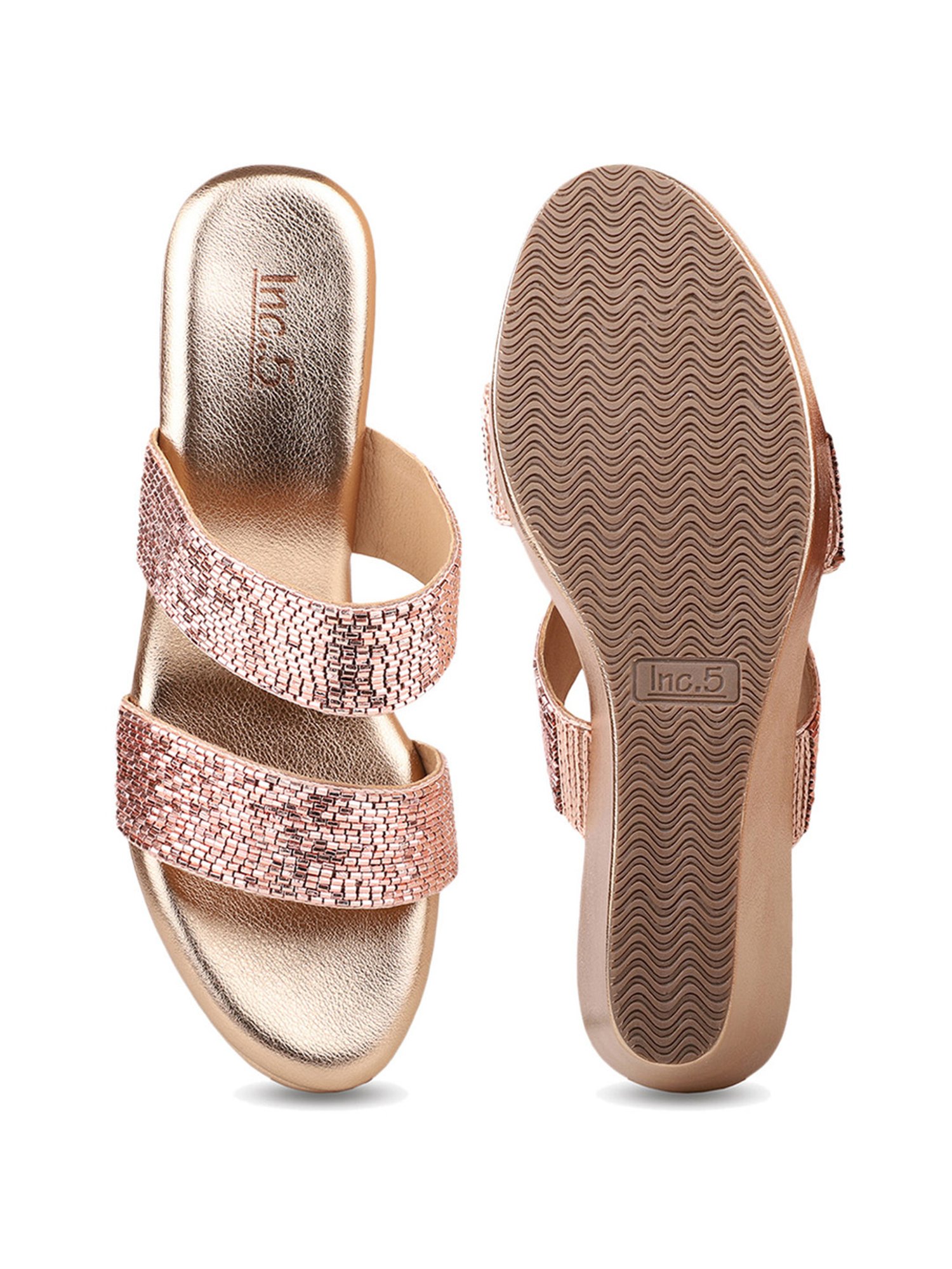 Inc.5 Women's Rose Gold Ethnic Wedges