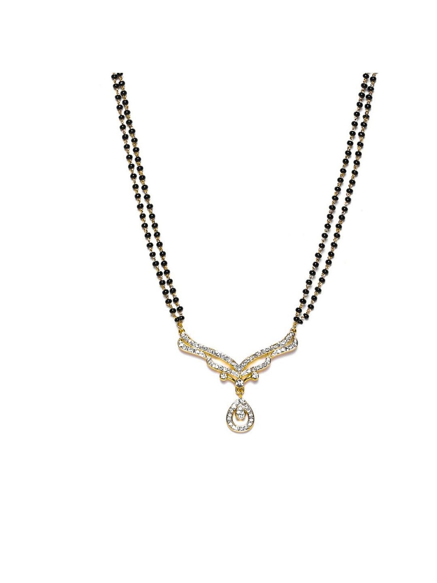 Estele Gold-Plated Adorn Drop Mangalsutra Necklace Set for Women