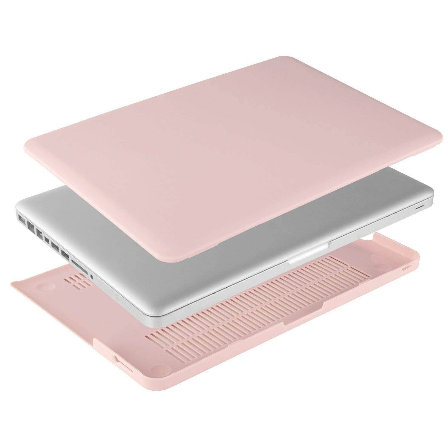 MOSISO Plastic Hard Shell Case & Keyboard Cover & Screen Protector Only Compatible Old MacBook Pro 13 Inch (A1278 CD-ROM), Release Early 2012/2011/2010/2009/2008, Rose Quartz