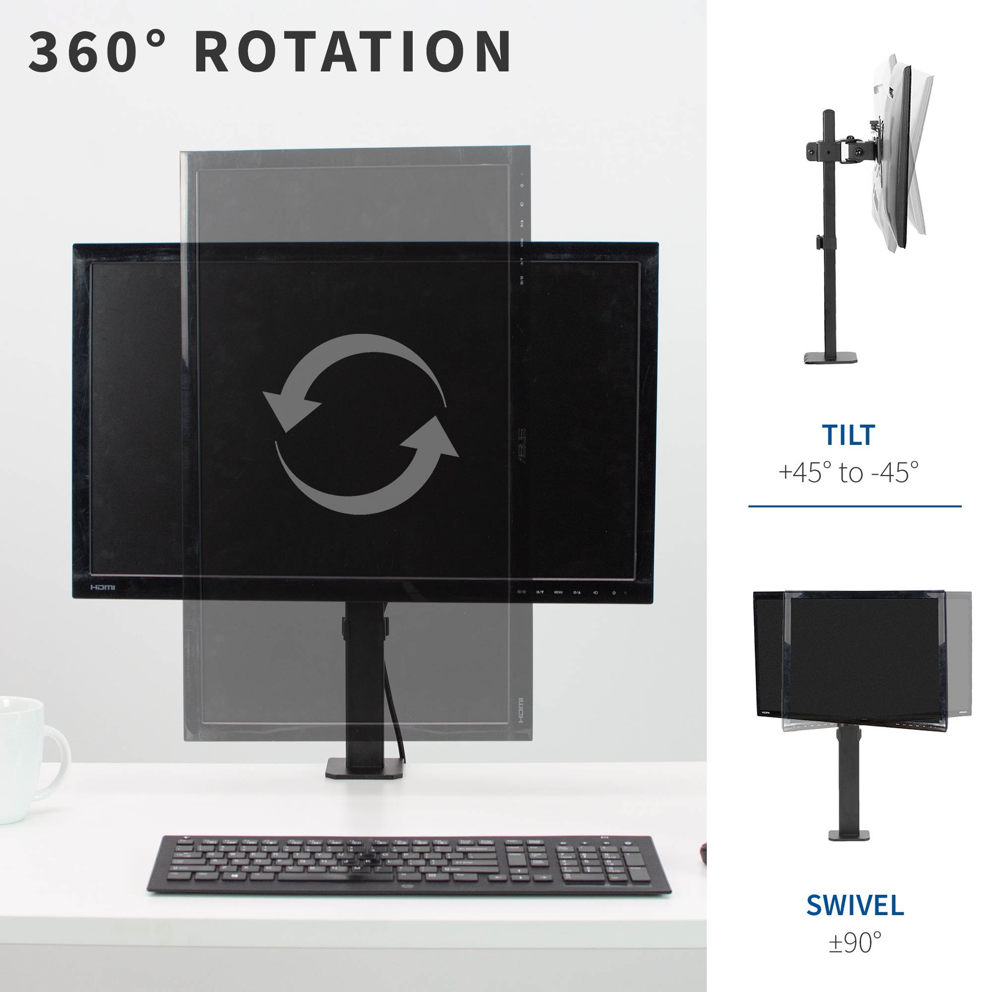 VIVO Single Monitor Fully Adjustable Desk Mount Stand for 1 LED/LCD Screen up to 32" (STAND-V101E)