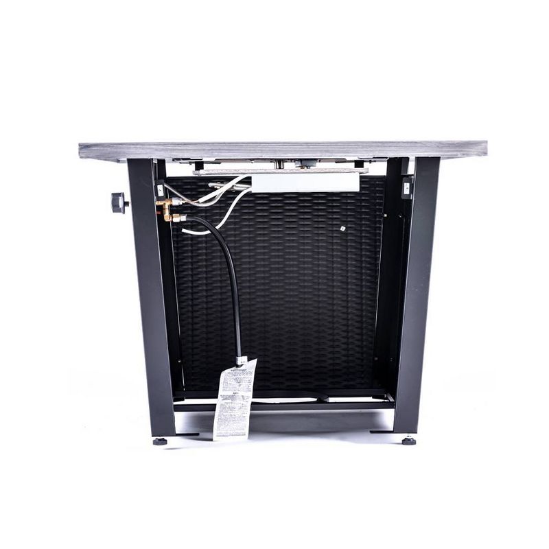 Square Fire Pit With Gray Brushing Table Top and Steel Wicker Base 32" - Legacy Heating