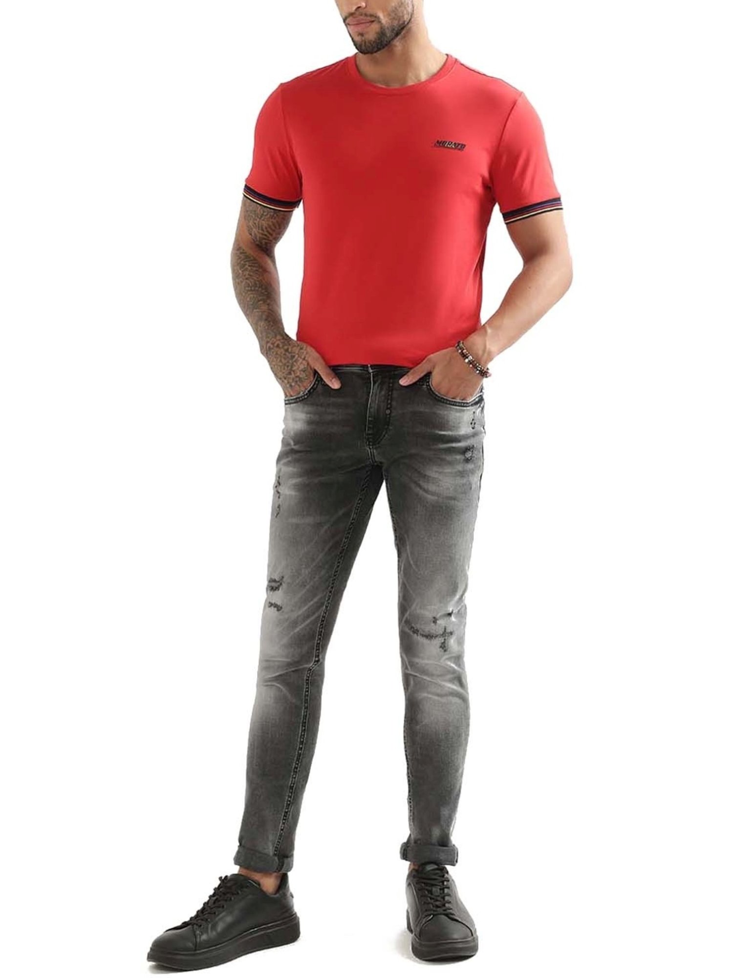 Antony Morato Red Cotton Slim Fit T-Shirt