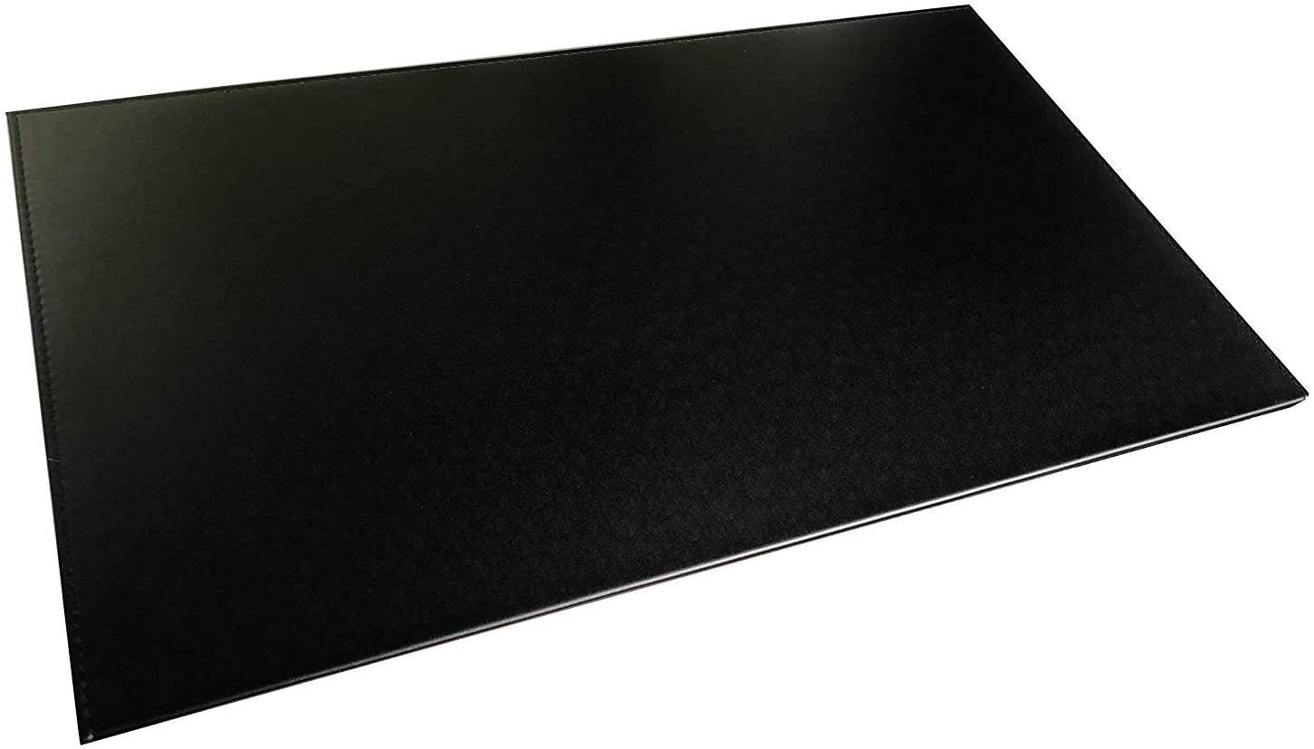 Non-Slip 35.4"x 18.9" Soft Leather Surface Office Desk Mouse Mat Pad with Full Grip Fixation Lip Table Blotter Protector(Black
