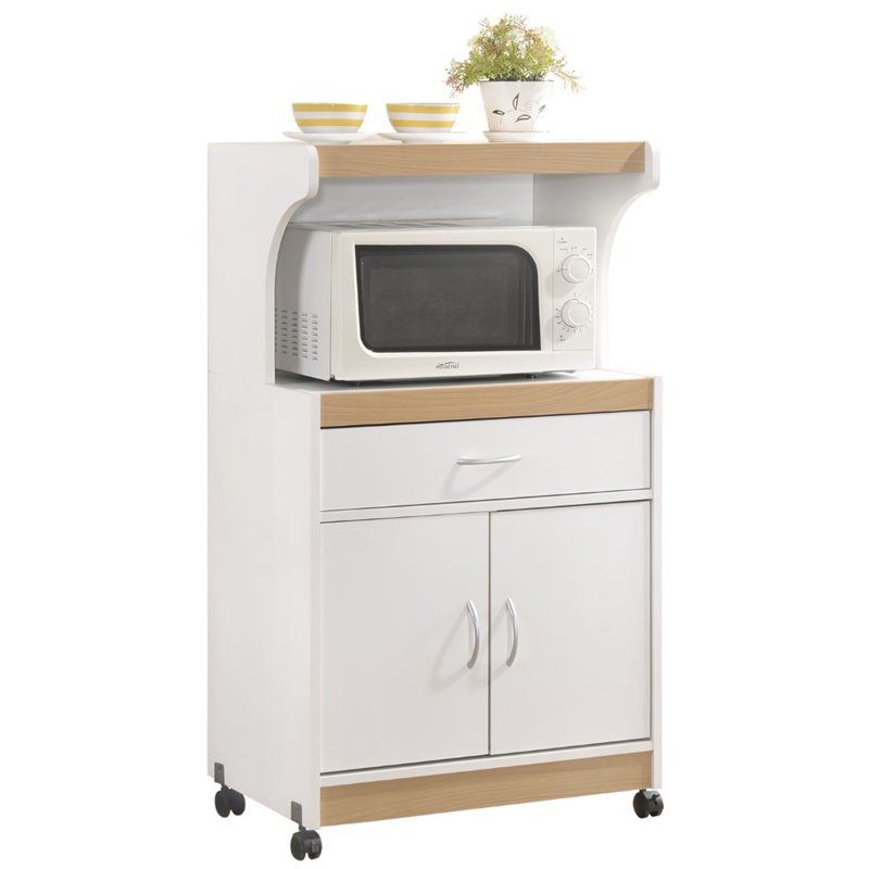 Microwave Kitchen Cart in White - Hodedah