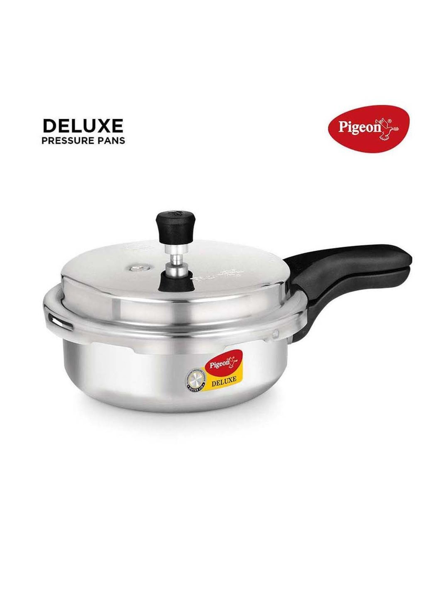 Pigeon Silver & Black Aluminium 26 cm Induction Friendly Pressure Cooker (3.5 L) - Set of 1