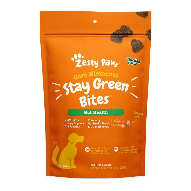 Zesty Paws Grass Defense Stay Green Dog Digestive Supplements - 60ct