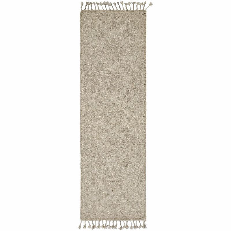2'6"x8' Runner Hand Made Tufted Medallion Wool Runner Beige - Feizy