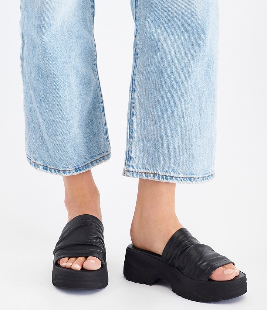 Free People Poolslide Sporty Scrunch Leather Platform Sandals