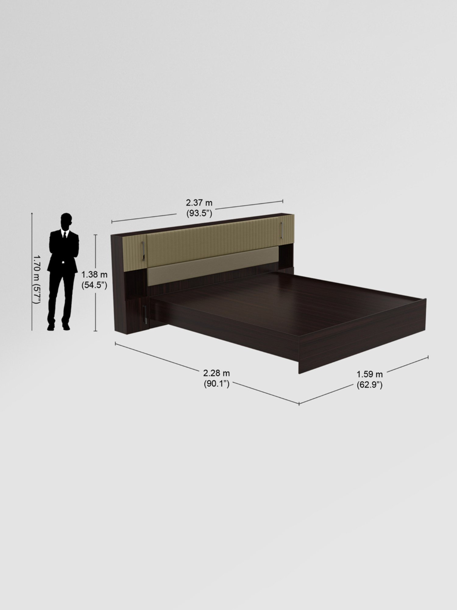 Nilkamal Riva Black Engineered Wood King Size Bed with Storage