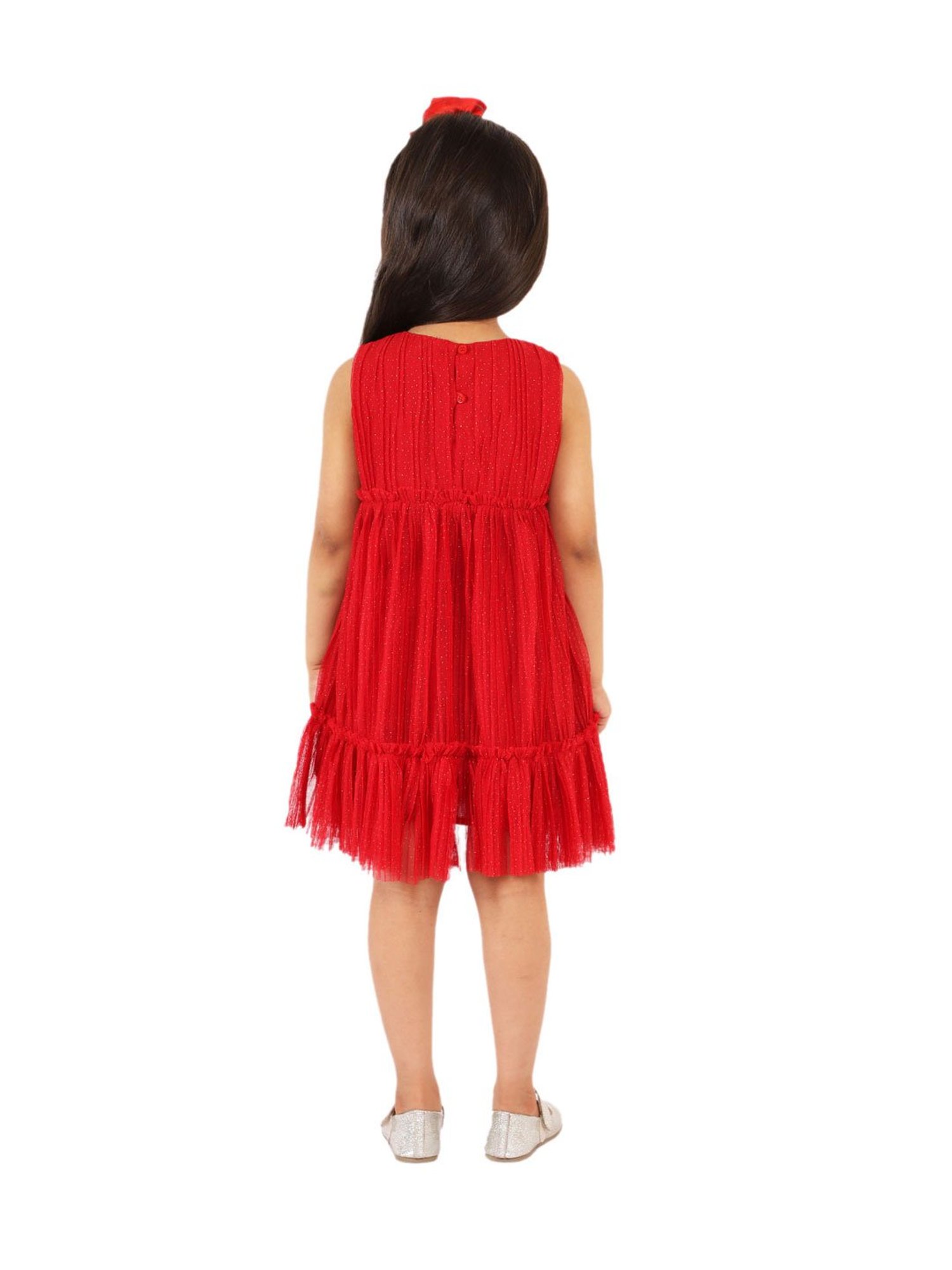 KidsDew Kids Red Solid Dress