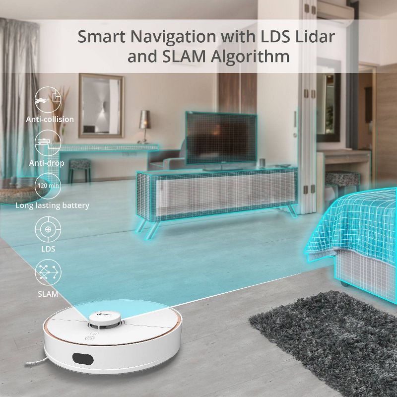 bObsweep PetHair Vision Wi-Fi Connected Robot Vacuum Cleaner and Mop - Steel