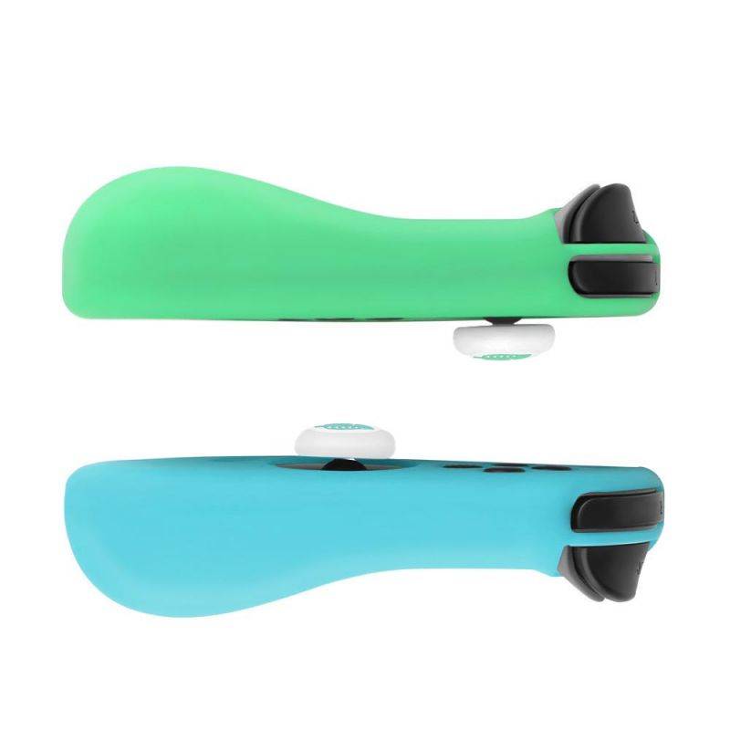 Nintendo Switch Joy-Con Grip Gel Guards with Thumb Grips Caps - Protective Case Covers Anti-Slip Lightweight Animal Crossing Design Joy Con Comfort Grip Controller Skin Accessories (1 Pair White Leaf)