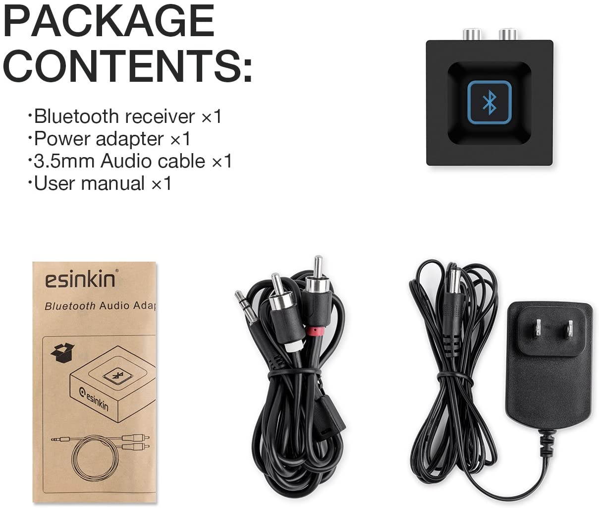 Wireless Audio Receiver for Music Streaming Sound System Works with Smart Phones and Tablets, Wireless Adapter for Speakers