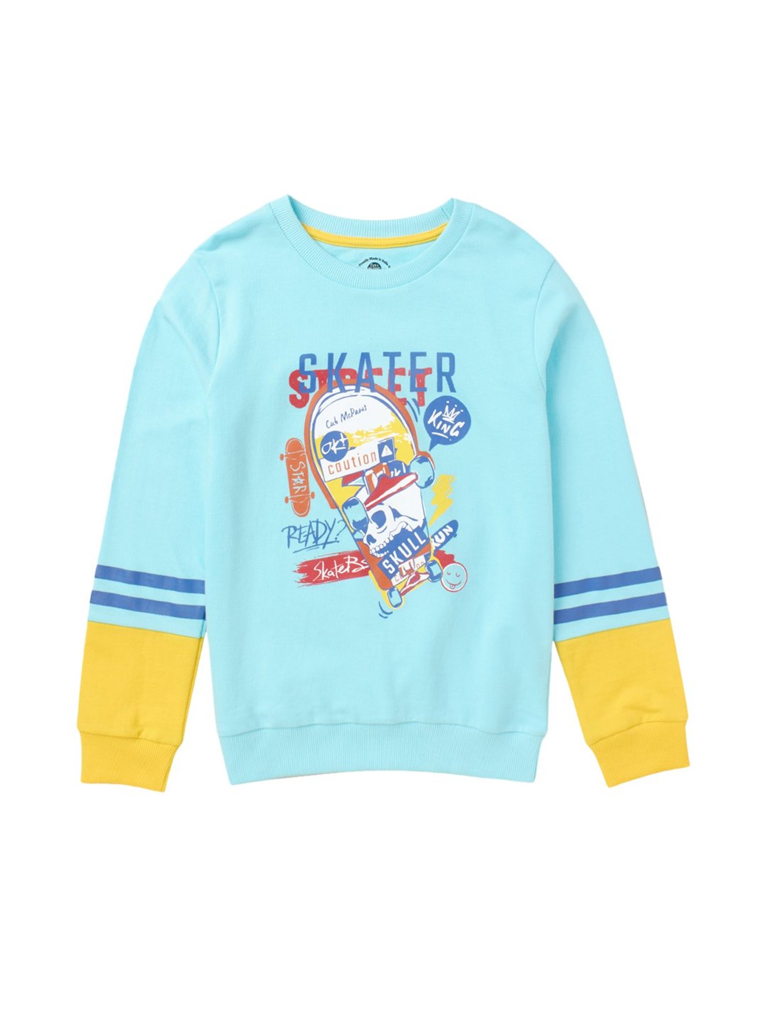 Cub McPaws Kids Blue Printed Sweatshirt