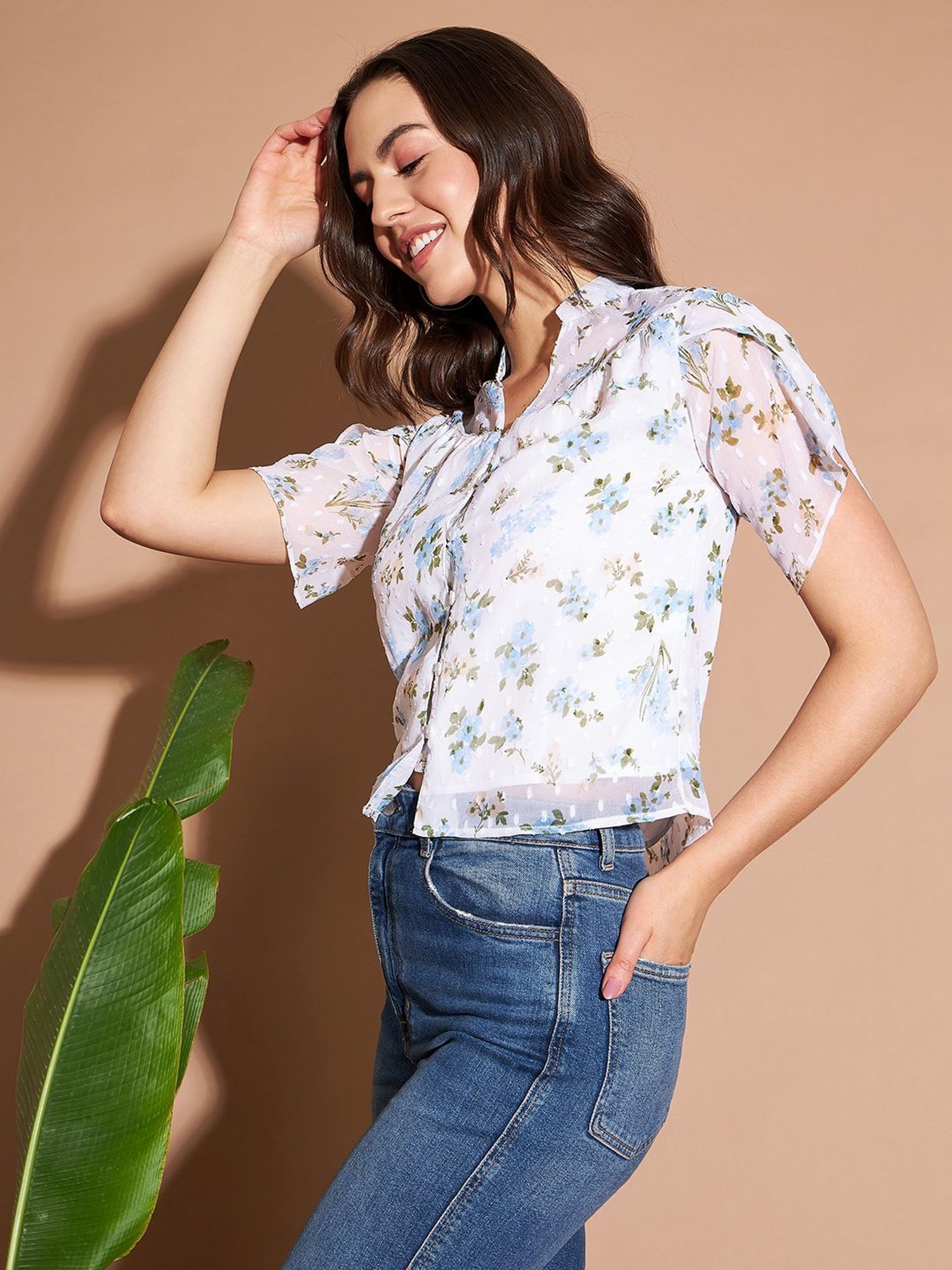 Marie Claire White Printed Top