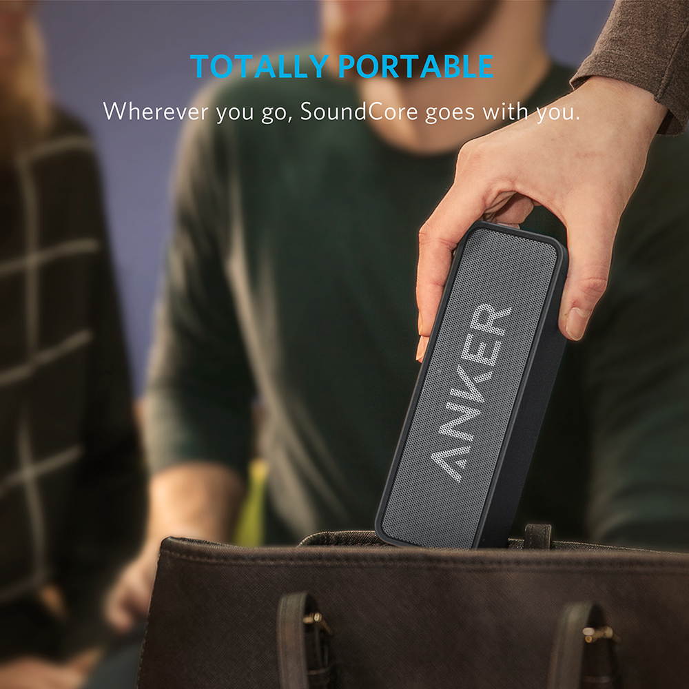 Anker SoundCore Bluetooth Speaker with 24-Hour Playtime, 66-Foot Bluetooth Range & Built-in Mic, Dual-Driver Portable Wireless Speaker with Low Harmonic Distortion and Superior Sound - Black