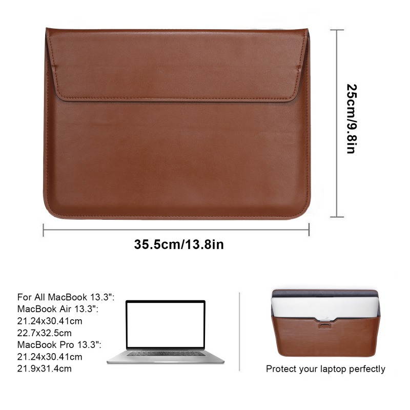 For MacBook 12"/ 11.6"/13.3"/15.4"  PU Leather Laptop Sleeve Case With Stand Function For MacBook Samsung Chromebook HP Acer Lenovo
