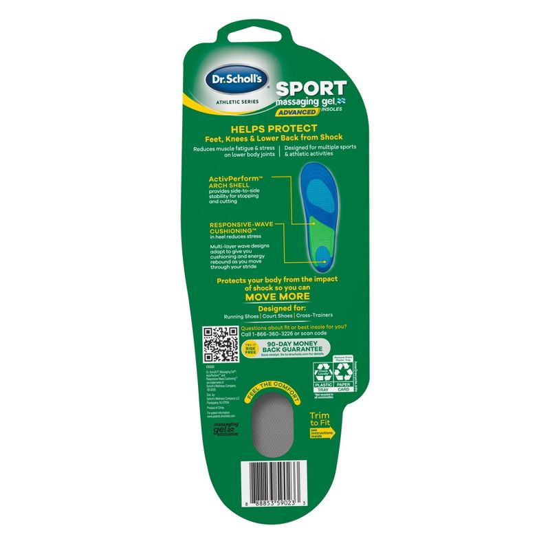Dr. Scholl's Athletic Series Sport Massaging Gel Advanced Insoles for Women Size 6-10