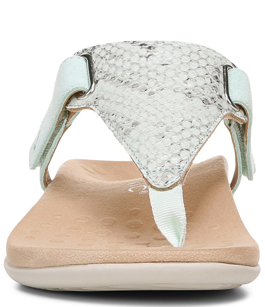 Vionic Wanda Snake Embossed T-Strap Sandals